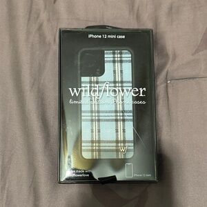 Wildflower Black and Blue Plaid iPhone 12 Mini Case